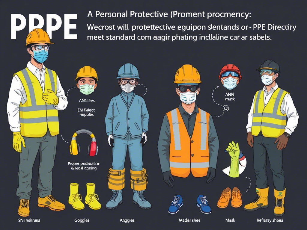 Perlengkapan pelindung diri (PPE) yang lengkap untuk keselamatan kerja.